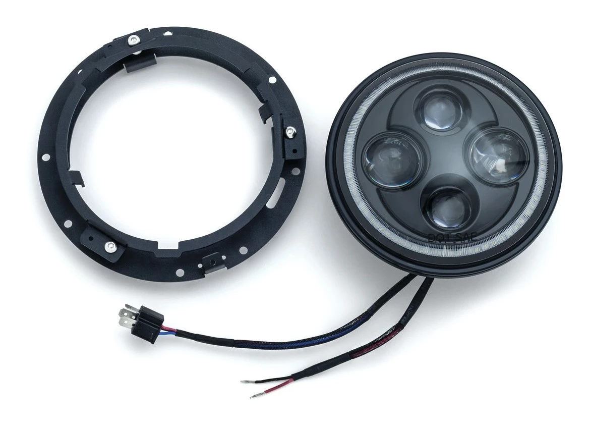 Outlet ❤️ Kuryakyn Orbit Vision 7" LED Halo Headlight For Harley 1991-2022 White / 7" [Previously Installed] ⌛